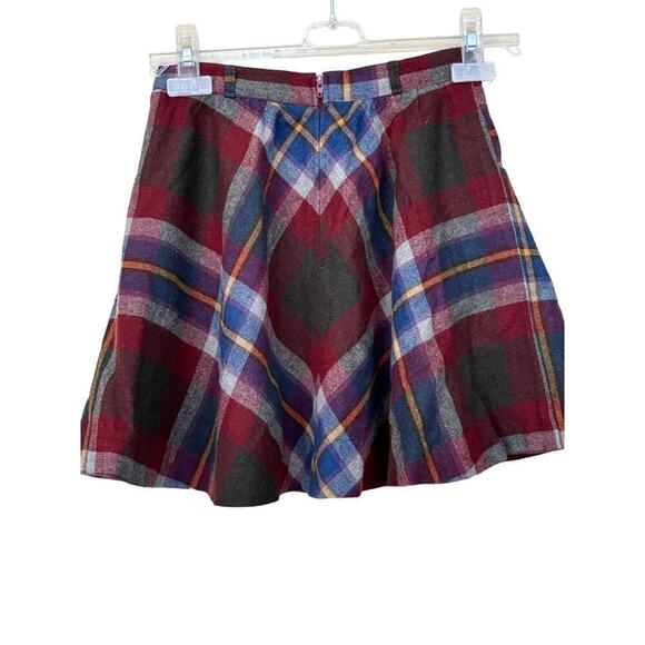 College Town rust plaid mini skirt, vintage, 70s, academia, school girl, preppy - Picture 2 of 4